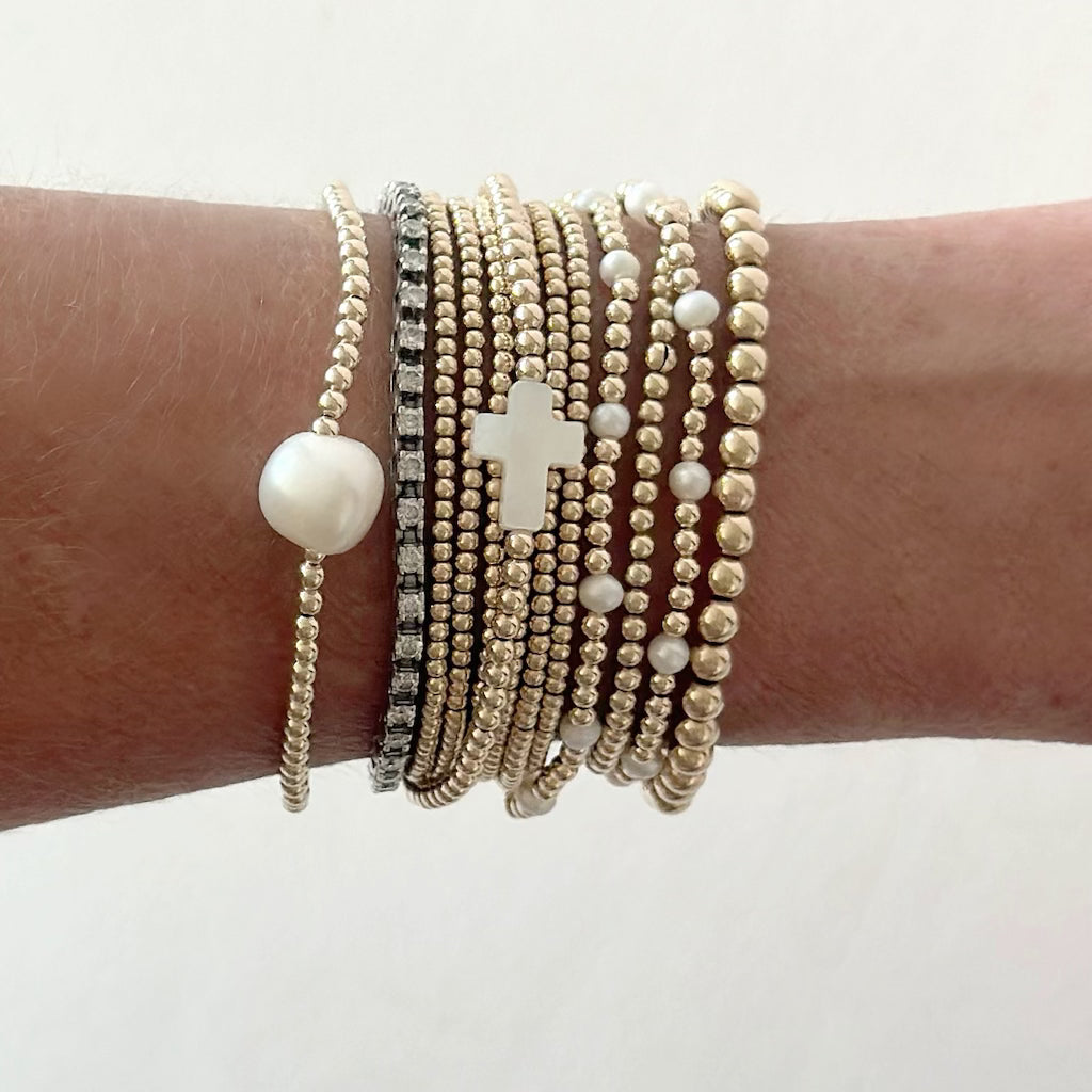 Single Pearl Gold Bead Bracelet Jeny Baker Designs