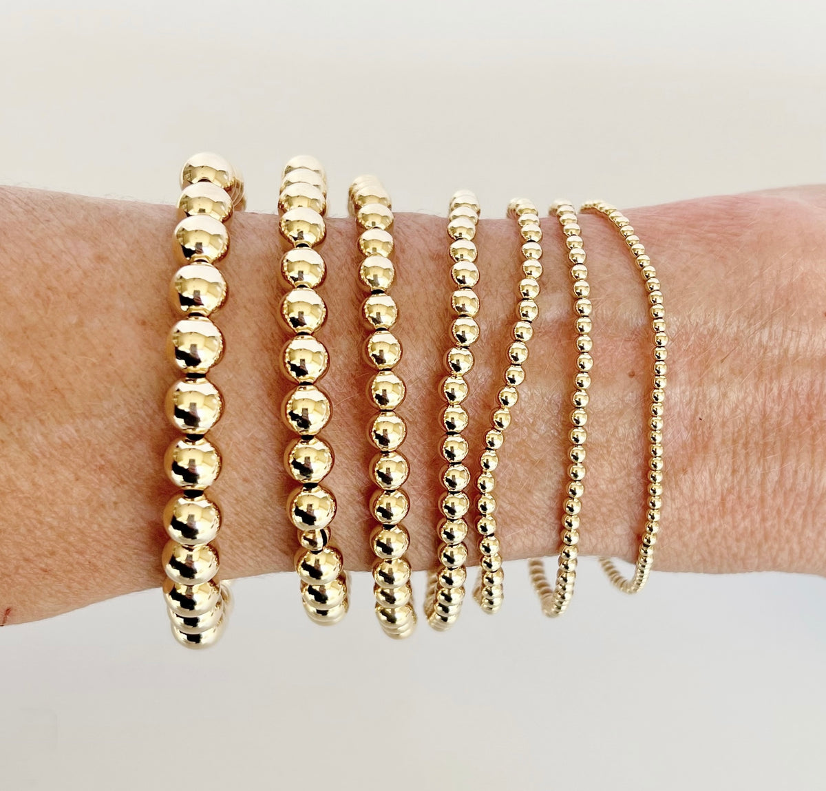 14K Gold Filled Beaded Bracelet, Delicate Stacking – Sass Justine