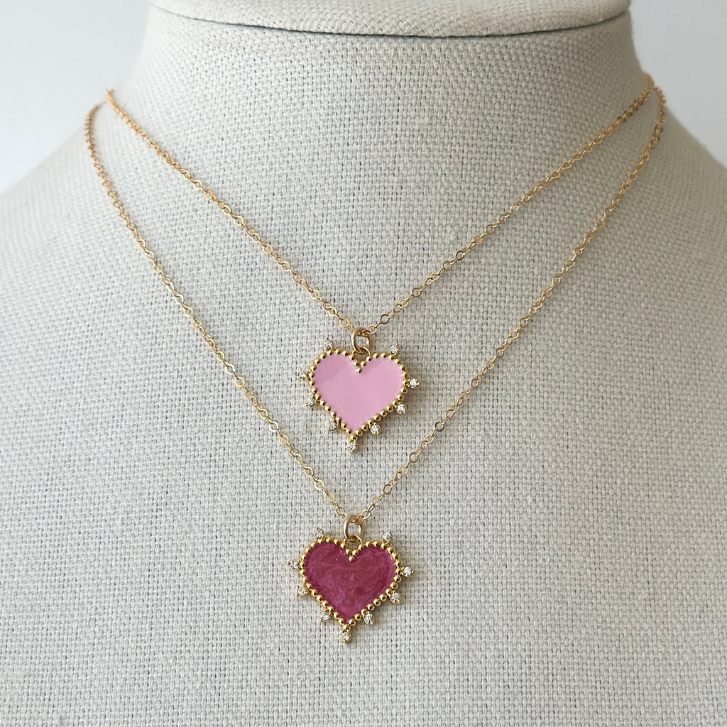 Maya Heart Necklace, Pinks