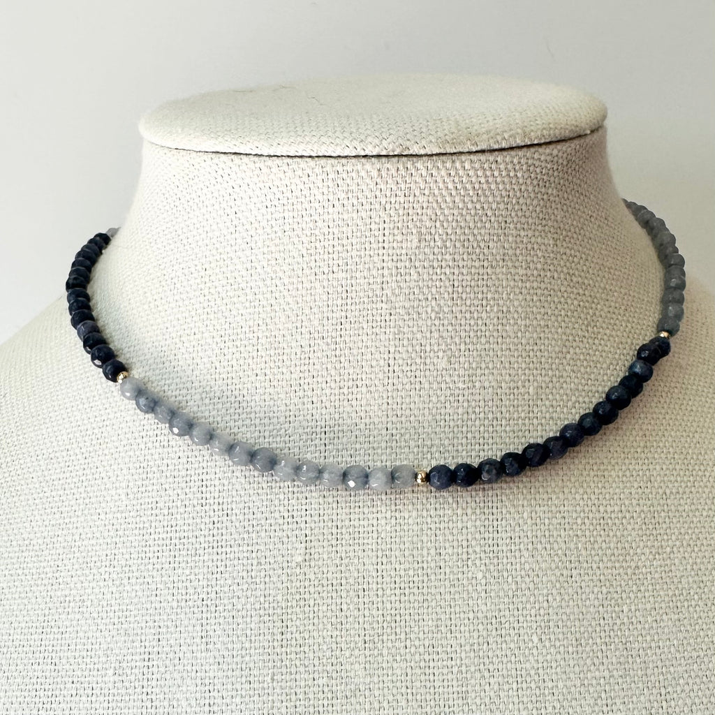 Colorblock Blues Beaded Necklace