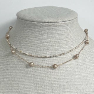 Maddy Champagne Pearl Necklace
