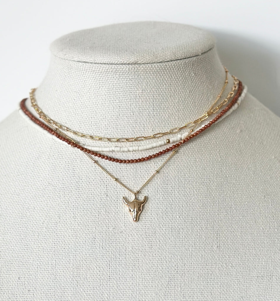 Golden Longhorn Necklace and Layers