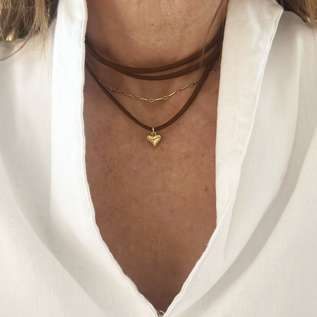 Petite Puffy Heart Wrap Necklace