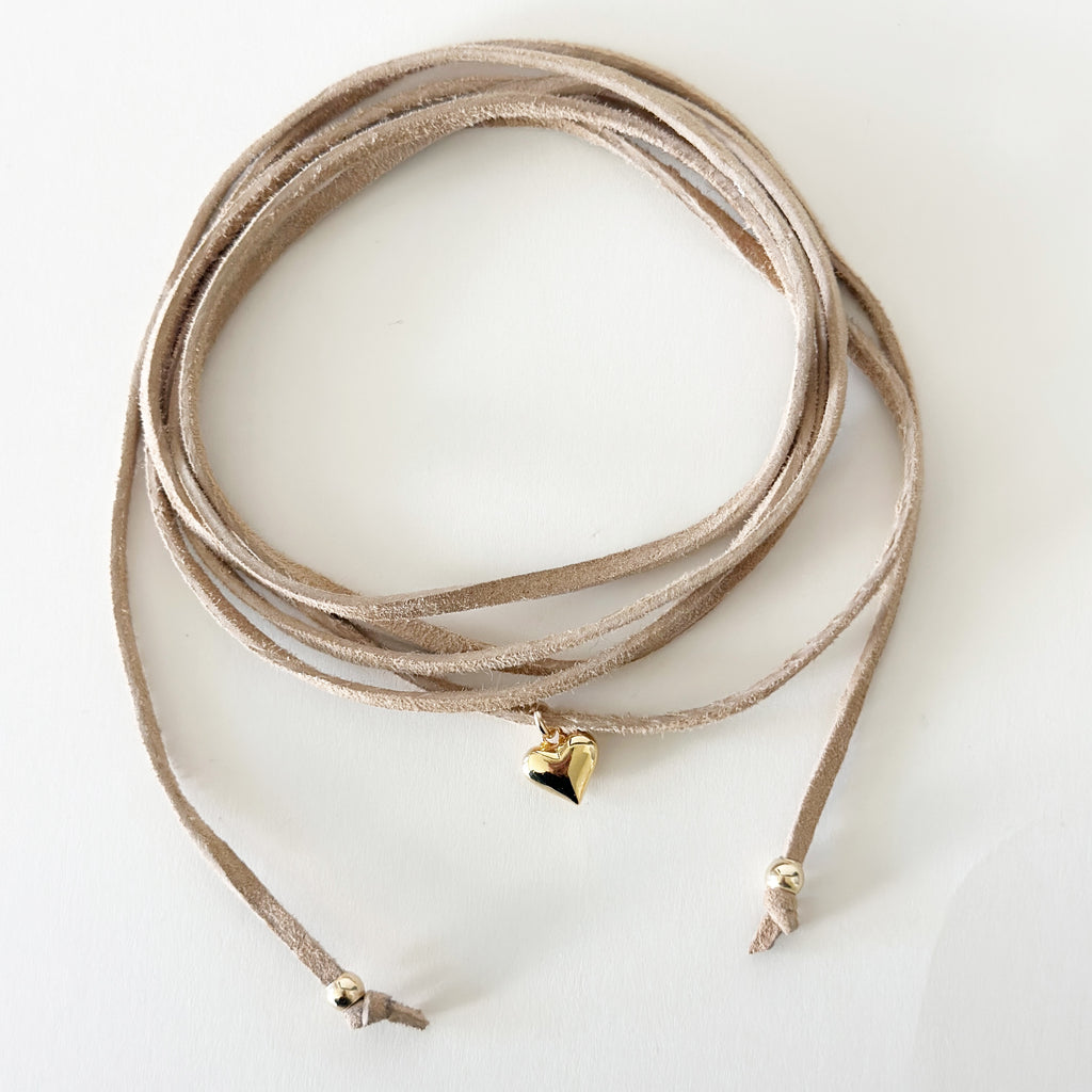 Petite Puffy Heart Wrap Necklace