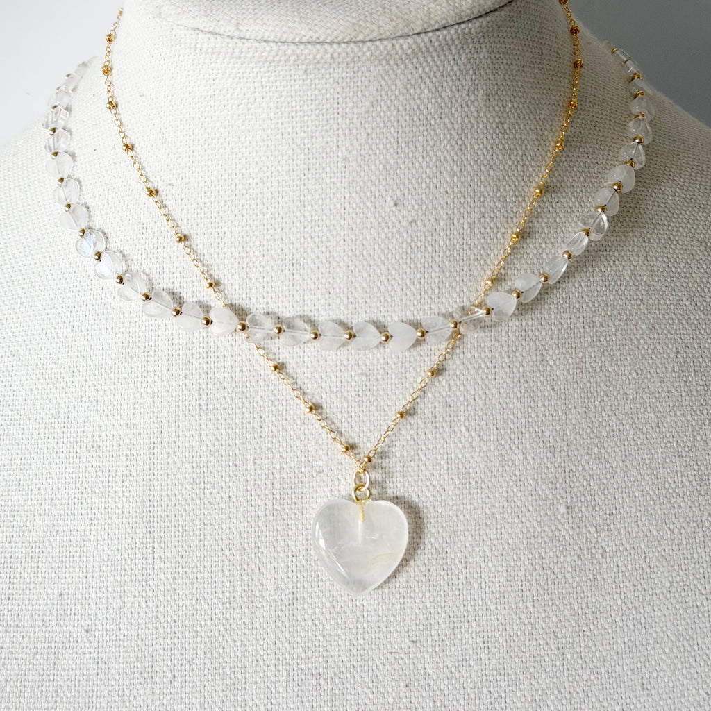 Quartz Heart Necklace, Clear | Jeny Baker Designs