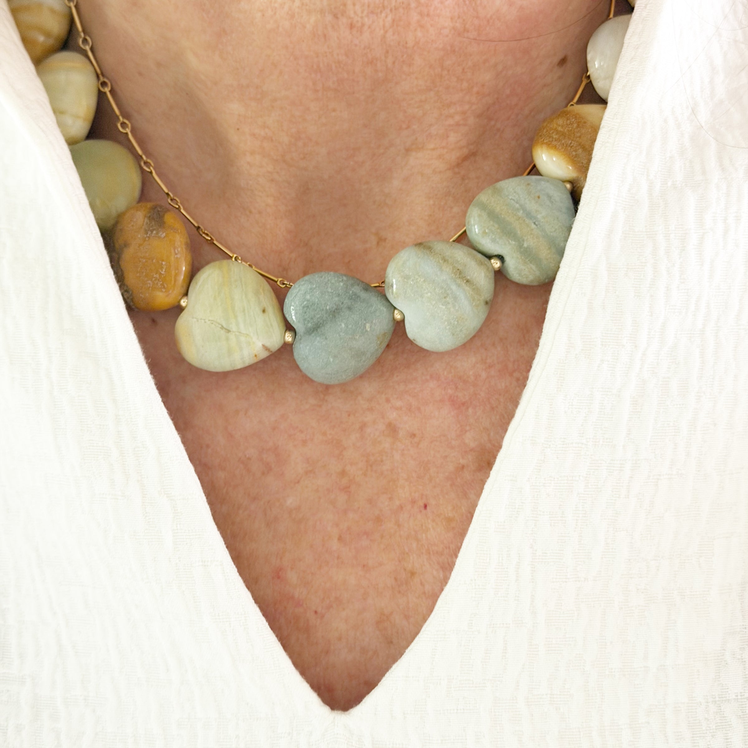 Maizy Stone Heart Necklace, XL Amazonite | Jeny Baker Designs