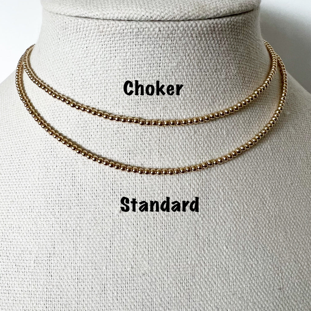 Gold Bead Necklaces, 2.5mm