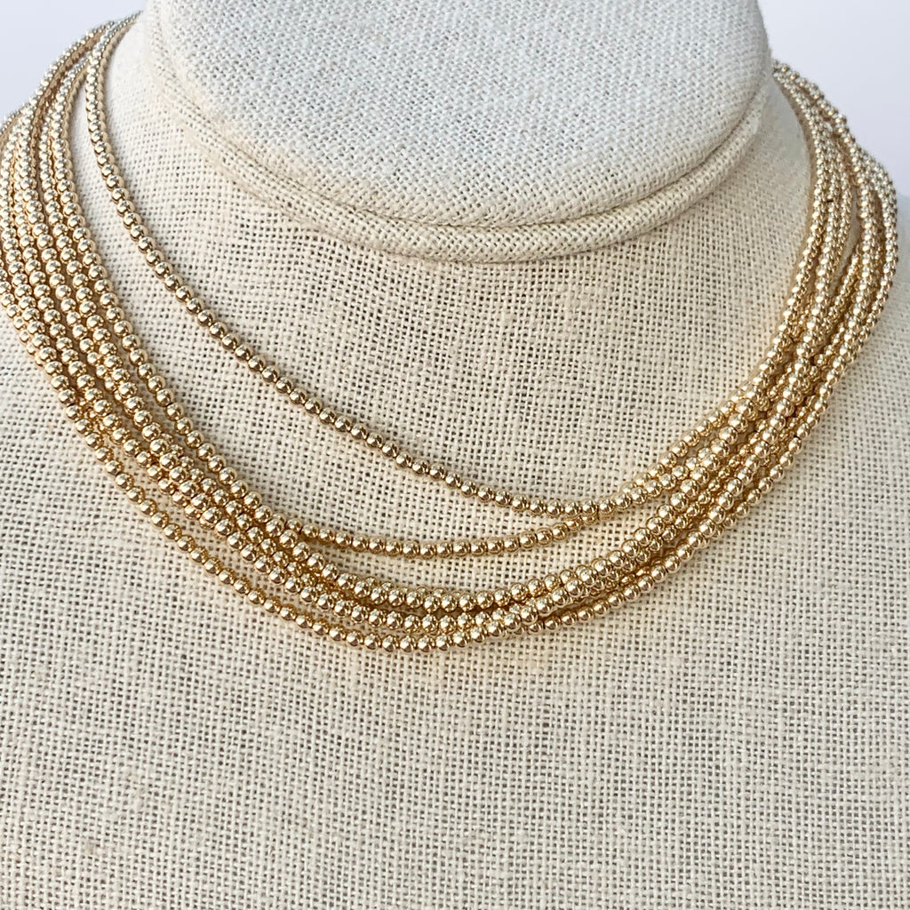 Gold Bead Necklaces, 2.5mm