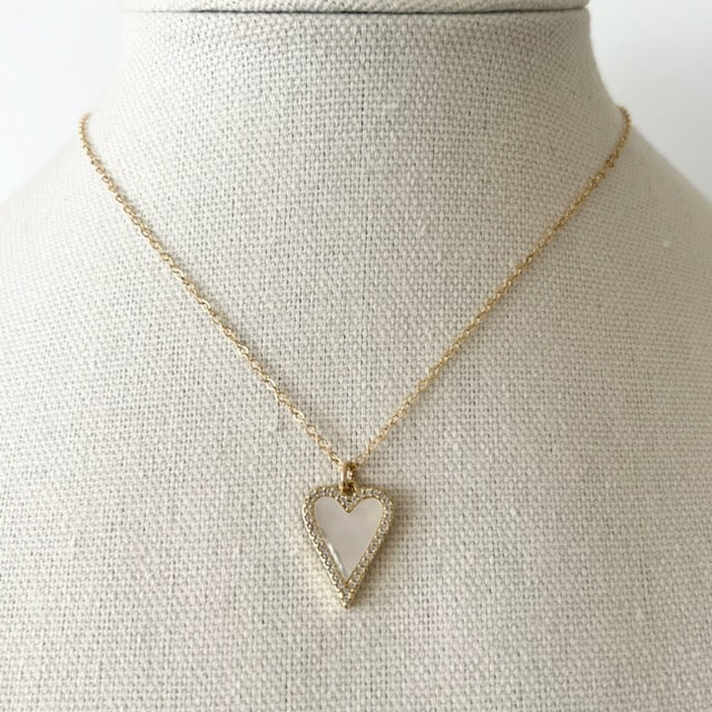 Broadway Pearl Heart Necklace, Medium