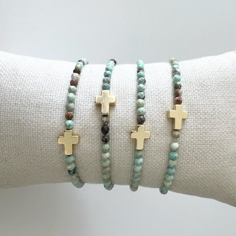 Hema Cross Bracelet, Turquoise