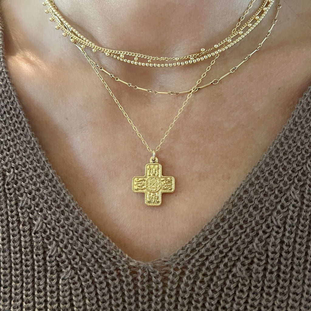 Carmine Cross Necklace